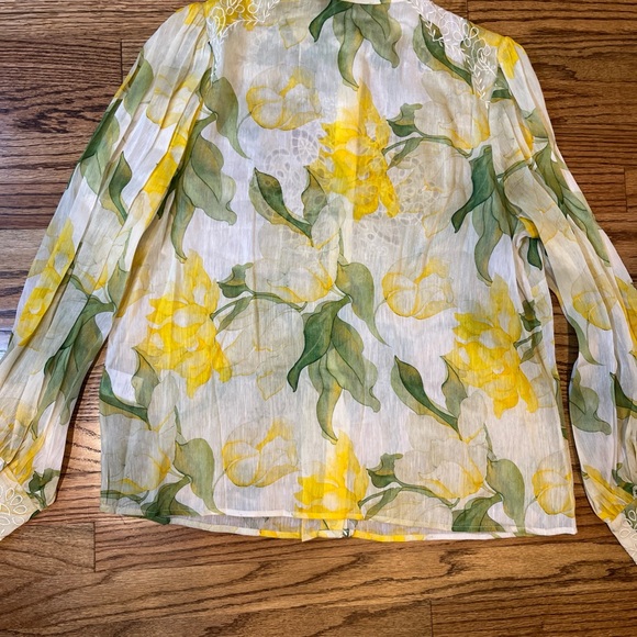 Christy Lynn Marley Top Blouse Waterlily Yellow Embroidered XL $525 fairy glam - Picture 11 of 14